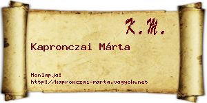 Kapronczai Márta névjegykártya