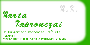 marta kapronczai business card